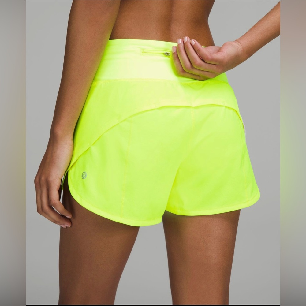 Highlight yellow 4” speed up lululemon shorts size 2
